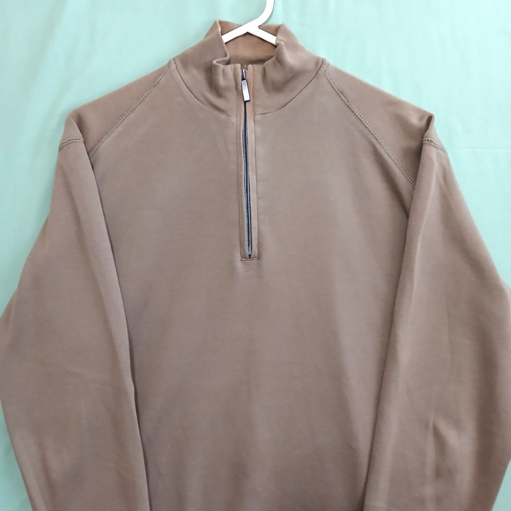 HATHAWAY Men's 1/4 Zip Brown Mock Neck Pullover Sweater XXL Long Slv Casual NWOT - Picture 2 of 13